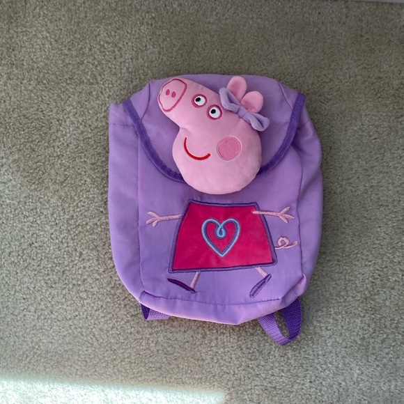 Peppa Pig Mini Fabric Backpack with plush Peppa Pig on front - Picture 1 of 5